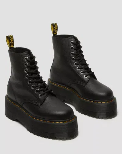 Dr. Martens Smooth Leather Platform Boots With Side Zip Closure In Black