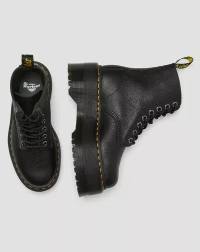 Dr. Martens Smooth Leather Platform Boots With Side Zip Closure In Black