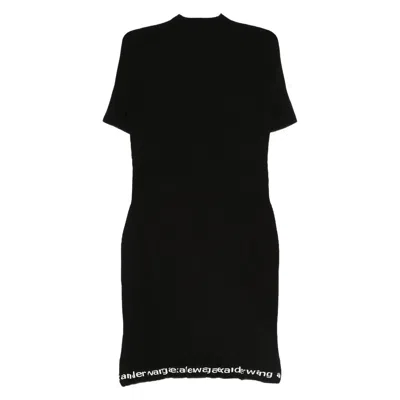Alexander Wang Ribbed Short-sleeve Fitted Dress Clothing In Black