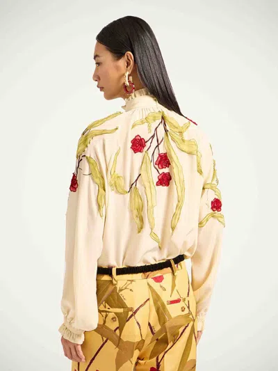 La Doublej Silk Blouse With Floral Print In Neutral