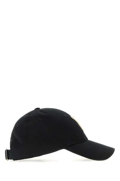 Saint Laurent Black Cotton Baseball Cap In Black