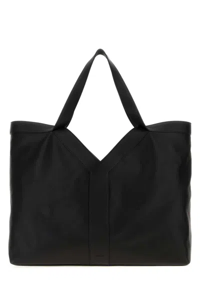 Saint Laurent Black Leather Large Y Shopping Bag In Black