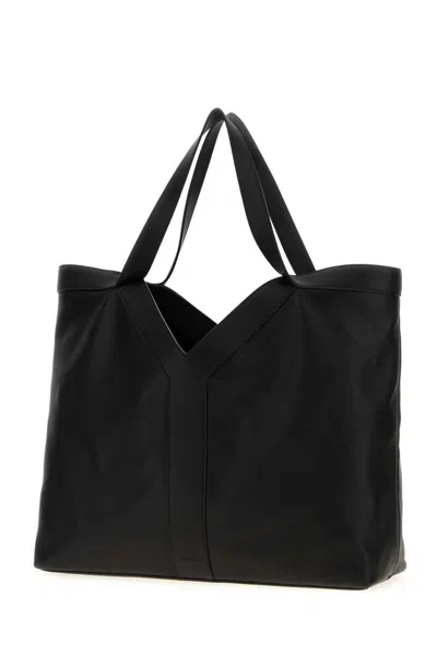 Saint Laurent Black Leather Large Y Shopping Bag In Black