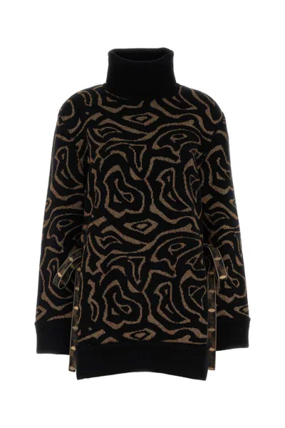 Pucci Embroidered Polyester Blend Oversize Sweater In Black