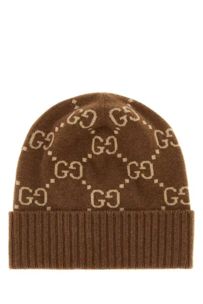 Gucci Embroidered Cashmere Beanie Hat In Multi