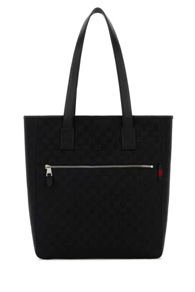 Gucci Men Gg Fabric Shopping Bag In Black