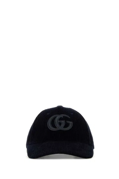 Gucci Textured Corduroy Baseball Cap With Curved Brim In Blue