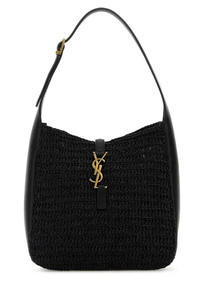 Saint Laurent Small Woven Shoulder Bag With Adjustable Strap In Black