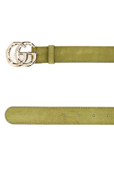 Gucci Sage Green Suede Belt In Green