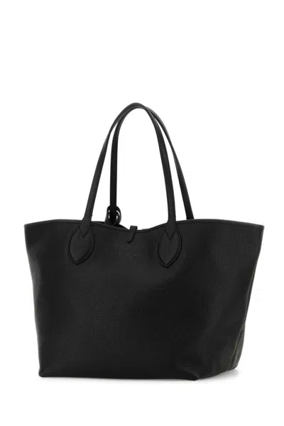 Gucci Black Leather Reversible Shopping Bag In Black