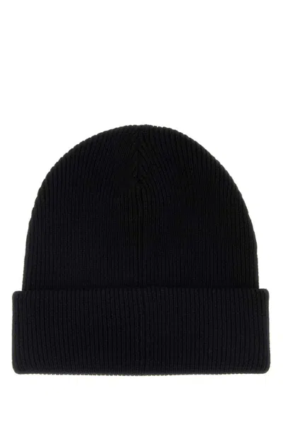 Gucci Ribbed Wool Beanie Folded Cuff In Black