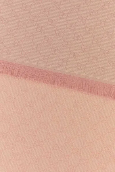Gucci Embroidered Wool Scarf In Pink