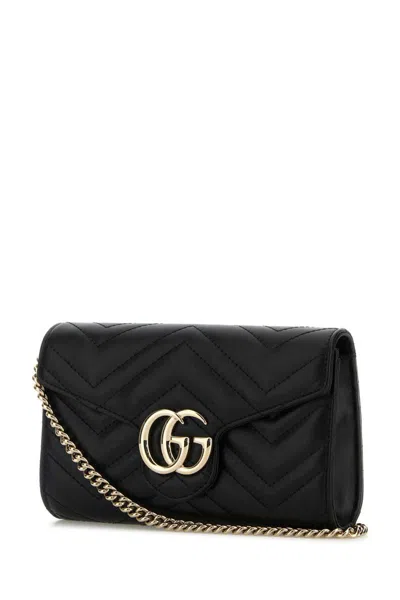 Gucci Black Leather Gg Marmont Wallet In Black