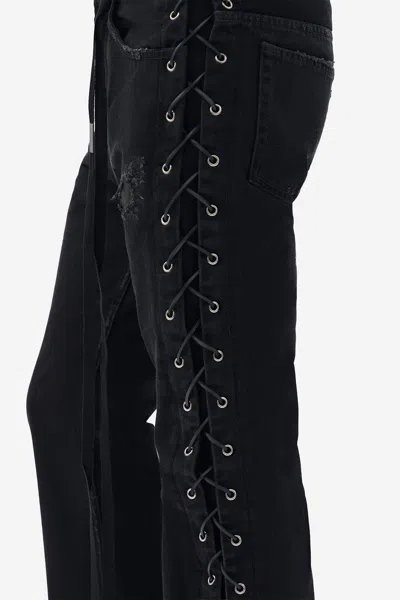 Ann Demeulemeester Tarik 5 Pockets Slim Fit Bootcut Trousers In Blue