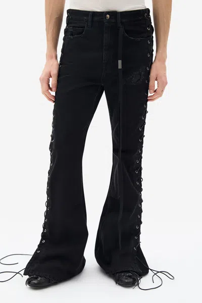 Ann Demeulemeester Tarik 5 Pockets Slim Fit Bootcut Trousers In Blue