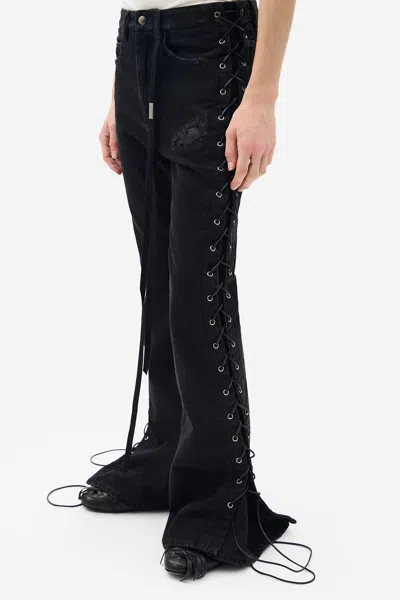 Ann Demeulemeester Tarik 5 Pockets Slim Fit Bootcut Trousers In Blue