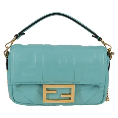 Pre-owned Fendi Baguette Blue Leather Shoulder Bag ()