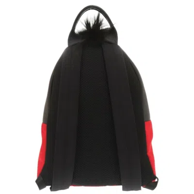 Pre-owned Fendi Black Red Color Nylon Leather Backpack () In Multi