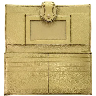 Pre-owned Fendi Gold Brown Canvas Leather Long Wallet (bi-fold) ()