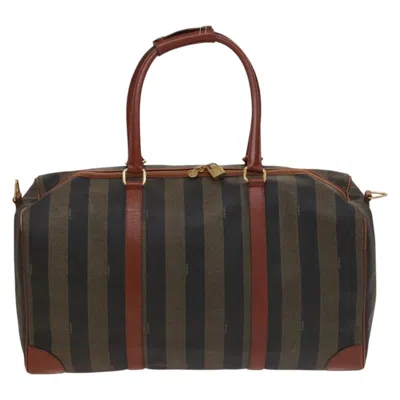 Pre-owned Fendi Pequin Brown Canvas Travel Bag ()