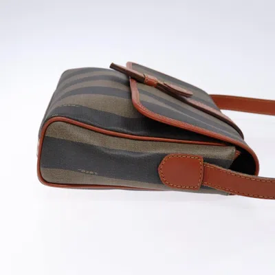 Pre-owned Fendi Pequin Brown Canvas Shoulder Bag ()