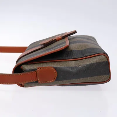 Pre-owned Fendi Pequin Brown Canvas Shoulder Bag ()