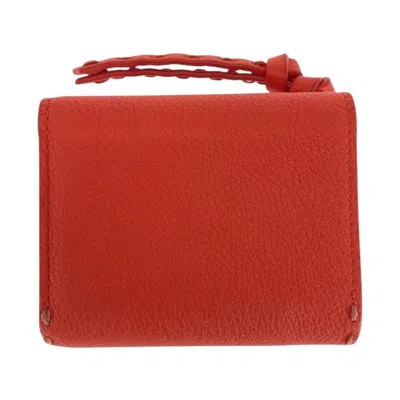 Pre-owned Fendi Red Color Leather Wallet (tri-fold) ()