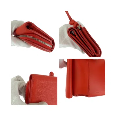 Pre-owned Fendi Red Color Leather Wallet (tri-fold) ()