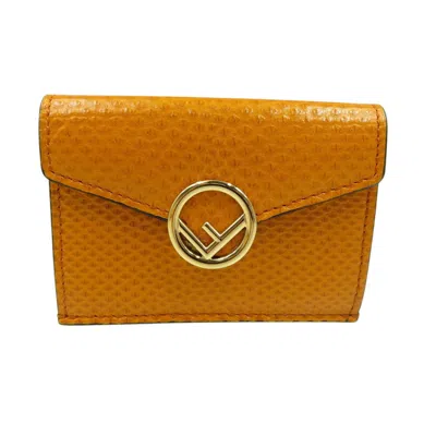 Pre-owned Fendi Yellow Leather Wallet (tri-fold) ()