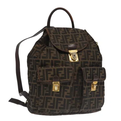 Pre-owned Fendi Zucca Brown Canvas Backpack Bag ()
