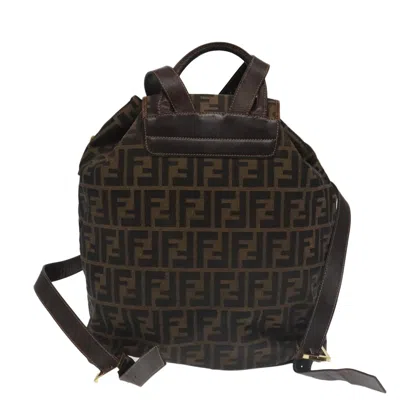 Pre-owned Fendi Zucca Brown Canvas Backpack Bag ()