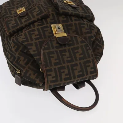 Pre-owned Fendi Zucca Brown Canvas Backpack Bag ()