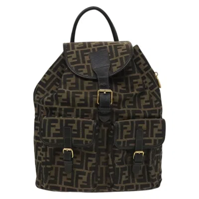 Pre-owned Fendi Zucca Brown Canvas Backpack Bag ()