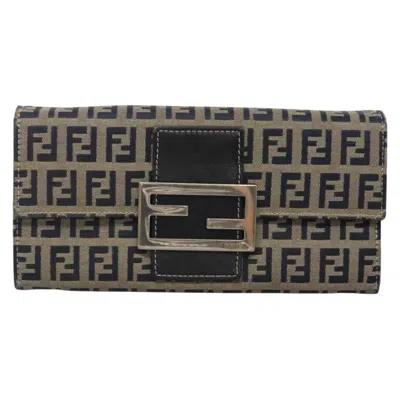 Pre-owned Fendi Zucchino Navy Canvas Wallet  () In Blue