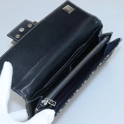 Pre-owned Fendi Zucchino Navy Canvas Wallet  () In Blue