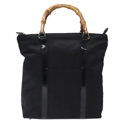 Pre-owned Gucci Bamboo Black Nylon Tote Bag ()