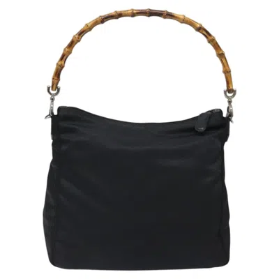 Pre-owned Gucci Bamboo Black Nylon Shoulder Bag ()