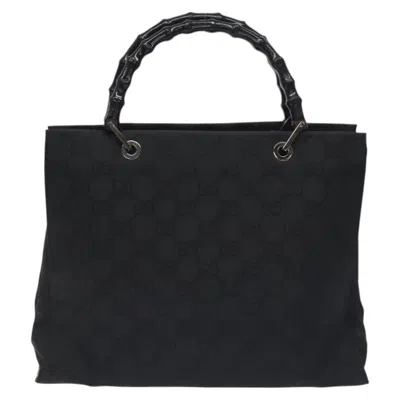 Pre-owned Gucci Bamboo Black Nylon Tote Bag ()