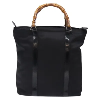 Pre-owned Gucci Bamboo Black Nylon Tote Bag ()