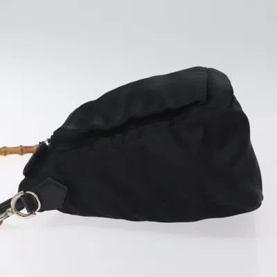 Pre-owned Gucci Bamboo Black Nylon Shoulder Bag ()