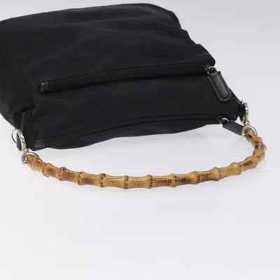 Pre-owned Gucci Bamboo Black Nylon Shoulder Bag ()