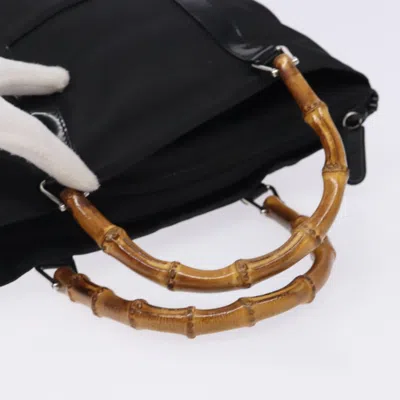 Pre-owned Gucci Bamboo Black Nylon Tote Bag ()