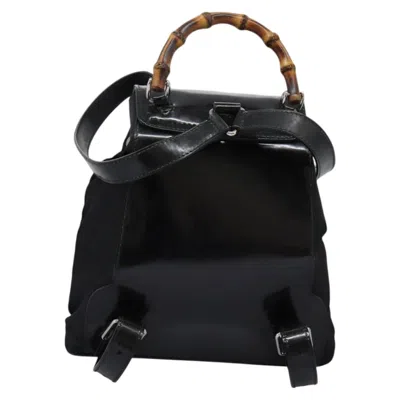 Pre-owned Gucci Bamboo Black Synthetic Backpack Bag ()