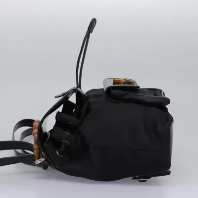 Pre-owned Gucci Bamboo Black Synthetic Backpack Bag ()
