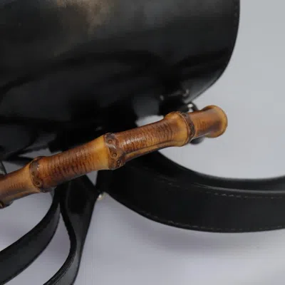 Pre-owned Gucci Bamboo Black Synthetic Backpack Bag ()