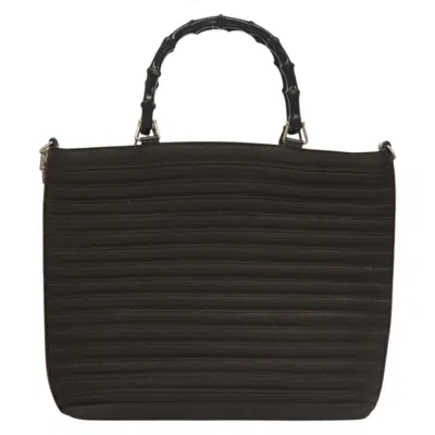 Pre-owned Gucci Bamboo Brown Nylon Tote Bag ()