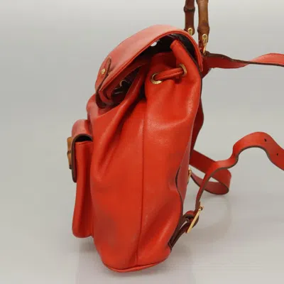 Pre-owned Gucci Bamboo Orange Leather Backpack Bag ()
