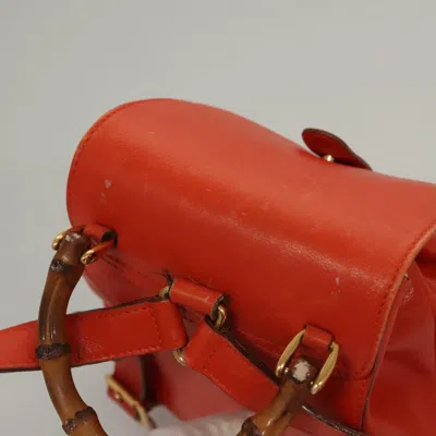 Pre-owned Gucci Bamboo Orange Leather Backpack Bag ()