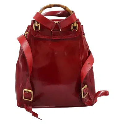 Pre-owned Gucci Bamboo Red Patent Leather Backpack Bag ()