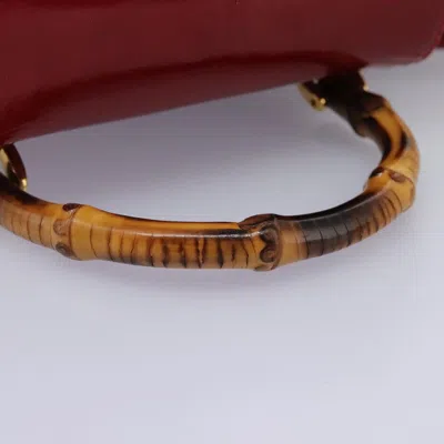 Pre-owned Gucci Bamboo Red Patent Leather Backpack Bag ()